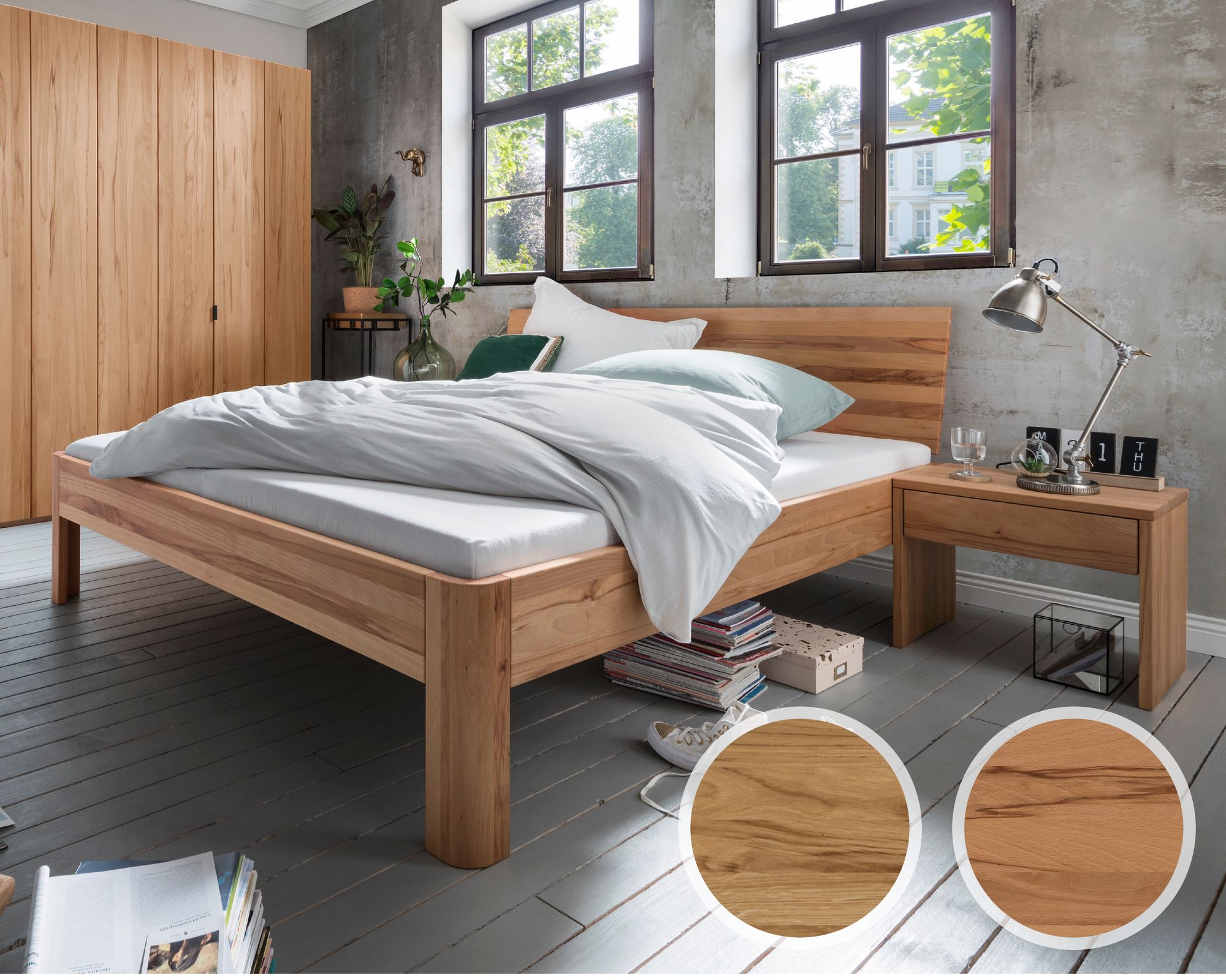 Forestales »Cleveland« Massivholzbett I 120x200 cm / Wildeiche
