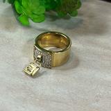Michael Kors Jewelry | Michael Kors Ring Gold Padlock Faux Diamonds Size 8 | Color: Gold | Size: Os