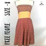 Free People Dresses | Anthropologie Free People Floral Strapless Dress | Color: Red/Yellow | Size: 8