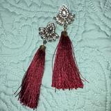 J. Crew Jewelry | Burgundy Tassel Earrings | Color: Silver/White | Size: Os