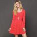 Free People Dresses | Free People Coral Red Lace Boho Skater Skirt Dress | Color: Orange | Size: S