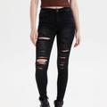 American Eagle Outfitters Jeans | American Eagle Hi-Rise Distressed Jeggings | Color: Black | Size: 6