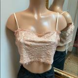 Free People Tops | Free People| Lace Cropped Camisole| M/L | Color: Cream/Pink | Size: M/L