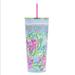 Lilly Pulitzer Kitchen | Insulated Tumbler With Flexible Straw | Color: Blue/Green/Pink | Size: Os