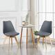 N/Q LEMROE Grey Dining Chair Set of 2 with Padded Seat and Back Support Lounge Chair with Beech Wood Legs for Dining Room Bedroom