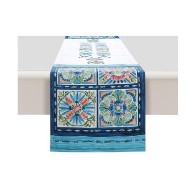 Laural Home Boho Plaza 13x72 Table Runner - Blue And White