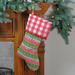 Northlight Seasonal 19" Red & Rustic Lodge Christmas Stocking Polyester in Green | 19 H x 9.75 W in | Wayfair 32635518