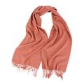 Prettystern 100% Cashmere plain colour unisex cuddly soft winter fringe scarf - orange-pink