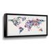 Gemma Violet 'Floral World Map Silhouette Travel Series Decor' - Print Canvas in Blue/Green/Pink | 12 H x 24 W x 2 D in | Wayfair