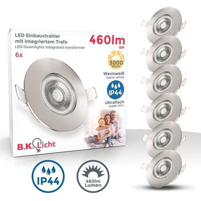 6x led Bad Einbauspots Strahler Einbauleuchten Lampe ultraflach Deckenspots IP44 - B.k.licht