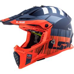 LS2 MX437 Fast Evo XCode Motocross Helm, blau-orange, Größe 2XL