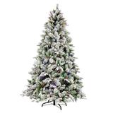 Vickerman 663660 - 5.5' x 40" Flocked Ellis Pine 300 Multi-Colored Lights Artificial Christmas Tree Christmas Tree (S201857LED)