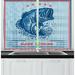 East Urban Home 2 Piece Vintage Design Trout Fish Stars in American Flag Colored Frame Illustration Gone Fishing Kitchen Curtain Set | Wayfair