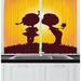 East Urban Home Children Silhouettes in Sun Cartoonish Bicolor Image Kissing Kitchen Curtain Set Polyester | 39 H x 55 W x 2.5 D in | Wayfair