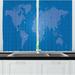 East Urban Home 2 Piece Airport Illustration of Flight Routes on World Map w/ Minimal Plane Kitchen Curtain Set | 39 H x 55 W x 2.5 D in | Wayfair