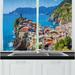 East Urban Home 2 Piece Vernazza Fascinating Landscape of Cinque Terre Village in Italy Houses Cliffs & Sea Kitchen Curtain Set | Wayfair