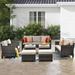 Hlihome Patio 8 Piece Rattan Sofa Seating Group w/ Cushions Synthetic Wicker/All - Weather Wicker/Wicker/Rattan | Wayfair HGRS6044