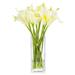 Primrue Artificial Real Touch Lilies Flower Arrangements in Vase Natural Fibers in White/Yellow | 14 H x 7 W x 7 D in | Wayfair