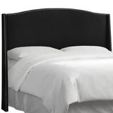 Birch Lane™ Galligan Linen Nail Button Upholstered Wingback Headboard Metal in Black | 56 H x 60 W x 10 D in | Wayfair WRLO6566 40760569