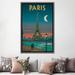 East Urban Home Paris Moonlight by IdeaStorm Studios - Picture Frame Graphic Art Print Metal in Green/Yellow | 60 H x 40 W in | Wayfair