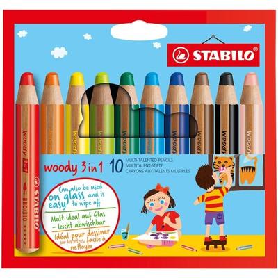 Stabilo 10er-Pack Buntstift »Woody 3in1« rot