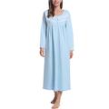 Amorbella Womens Winter Ankle Length Cotton Jersey Long Sleeve Sleep Gown/Dress(Blue,XL)