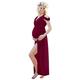 FEOYA-Maternity Dresses Strapless Gown Photography Props Split Front Off Shoulder Summer Sexy Mercerized Cotton Short Sleeve Tight Evening Dress Deep V-Neck Red Wine