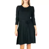 Women's Nina Leonard Fit & Flair Sweater Dress with Self-Tie Sash, Size: Medium, Black