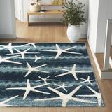 Blue/White 52 x 0.45 in Area Rug - Sand & Stable™ Bayshore Animal Print Dark Blue Area Rug Polypropylene | 52 W x 0.45 D in | Wayfair