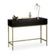 Relaxdays Konsolentisch, 2 Schubladen, Sideboard Flur, Wohnzimmer, Ablagetisch Holzoptik, HBT 80x110x40 cm, schwarz/gold