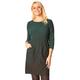 Roman Originals Women Ombre Shift Dress with Pockets Ladies Textured Gradient Pattern Cotton Tunic 3/4 Sleeve Work Formal Autumn Winter Party Pencil Tummy Control Round Neck - Dark Green - Size 20