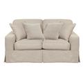 Sunset Trading Americana Box Cushion Slipcovered Loveseat In Linen - Sunset Trading SU-108510-466082