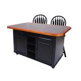 Sunset Trading 3 Piece Antique Black Kitchen Island Set with Gray Tile Top - Sunset Trading CY-KITT02-B24-AB3PC