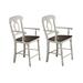 Sunset Trading Andrews Napoleon Barstool with Arms In Antique White with Chestnut Brown Seat ( Set of 2 ) - Sunset Trading DLU-ADW-B50A-AW-2