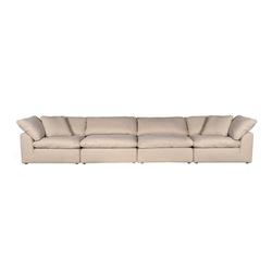 Sunset Trading Cloud Puff 4 Piece Slipcovered Modular Sectional Sofa In Tan Performance Fabric - Sunset Trading SU-1458-84-2C-2A