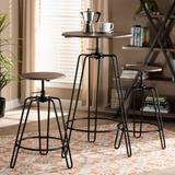 Baxton Studio Veera Vintage Industrial Rustic Walnut Finished Wood & Black Metal 3-PC Height Adjustable Bar Pub Set - Wholesale Interiors LY-N0671-3PC Pub Set