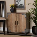 Baxton Studio Cyrille Modern Farmhouse Rustic Finished Wood 2-Door Shoe Cabinet - Wholesale Interiors ID-SC001-Yosemile Oak-Shoe Rack