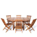 7-Piece Oval Folding Chair Set & Cushion, Blue - All Things Cedar TE70-22-B