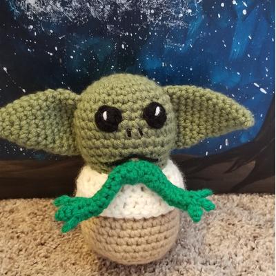 Disney Art | Baby Yoda Ate A ! Hand Crocheted | Color: Brown | Size: Os