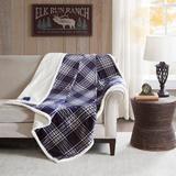 "Leeds 60x70"" Oversized Plaid Print Faux Mink to Berber Heated Throw - Woolrich WR54-2389"