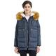 Orolay Women's Thickened Down Jacket Hooded with Faux fur Navy+Fur Trim S
