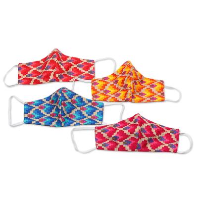 '4 Cotton Print 2-Layer Elastic Loop Face Masks from India'
