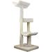 3 Level Solid Wood Tan Double Scratching Post Cat Tower, 56" H