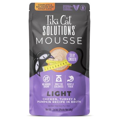 Tiki Cat Solutions Mousse, Light, Chicken, Turkey & Pumpkin Recipe in Broth Cat Food, 2.4 oz., Case of 12