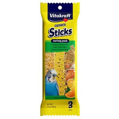 Vitakraft Crunch Sticks Orange & Apricot, Egg & Honey and Sesame & Banana Variety Pack Parakeet Treat, 2.4 oz., Count of 3