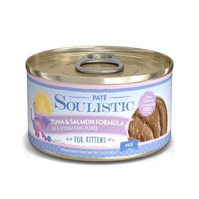 Soulistic Pate Kitten Tuna & Salmon Formula in a Hydrating Puree Wet Cat Food, 3 oz., Case of 12