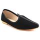 Mens Gents Groom Shimmery Traditional Ethnic Wedding Indian Pumps Khussa Jutti Mojari Slip On Flat Black Shoes Size UK 9