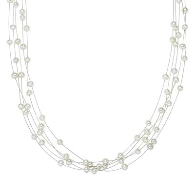 Valero Pearls - Perlen-Kette Sterling Silber Süßwasser-Zuchtperle in Silber Ketten 1 ct Damen