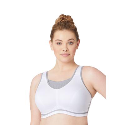 Plus Size Women's Full Figure Plus Size No-Bounce Camisole Elite Sports Bra Wirefree #1067 Bra by Glamorise in White Gray (Size 48 C)