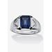 Men's Big & Tall Platinum Over Sterling Silver Sapphire and Diamond Accent Ring by PalmBeach Jewelry in Sapphire Diamond (Size 10)